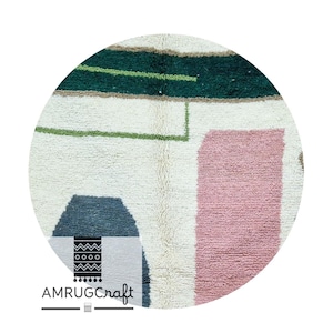 Runder Marokkanischer Teppich, Berber Teppich, Handgemacht, Wolle, Boho, Tapis Marocain