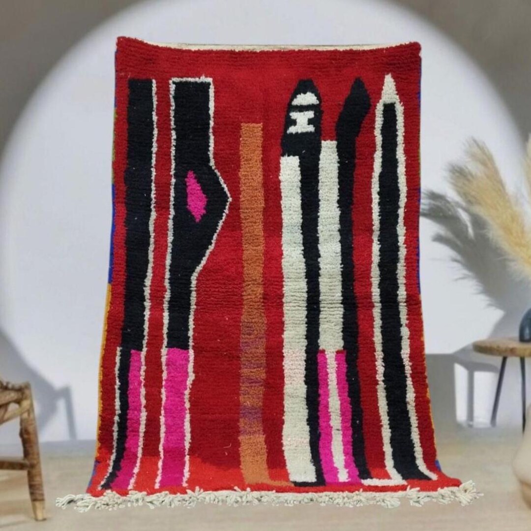 Moroccan Handmade Rug ,beni Ourain Woven Style Morocco Wool Berber Rug ...