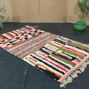 Colorful Azilal Berber Rug – Vintage Moroccan Carpet with Bright Tones, Unique Motifs, and Artisan Tribal Style for Modern Interiors