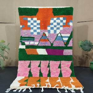 Old Boujaad Berber Rug – Moroccan Vintage Piece with Warm Tones and Tribal Symbols