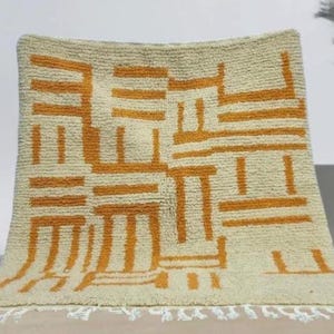 Handwoven Yellow Moroccan Rug: Wool Berber Azilal Runner
