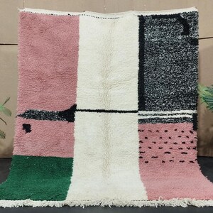 Azilal Vintage Moroccan Rug – Handcrafted Berber Carpet, Multicolor on Cream Baseg