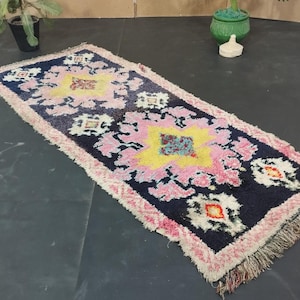 Vintage Azilal Moroccan Rug – Handwoven Wool Carpet with Playful Colors, Geometric Tribal Patterns, and Traditional Berber Weaving