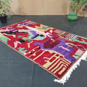 Colorful Azilal Berber Rug – Vintage Moroccan Carpet with Bright Tones, Unique Motifs, and Artisan Tribal Style for Modern Interiors