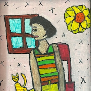 Frida and George - Encaustic Mixed Media Painting