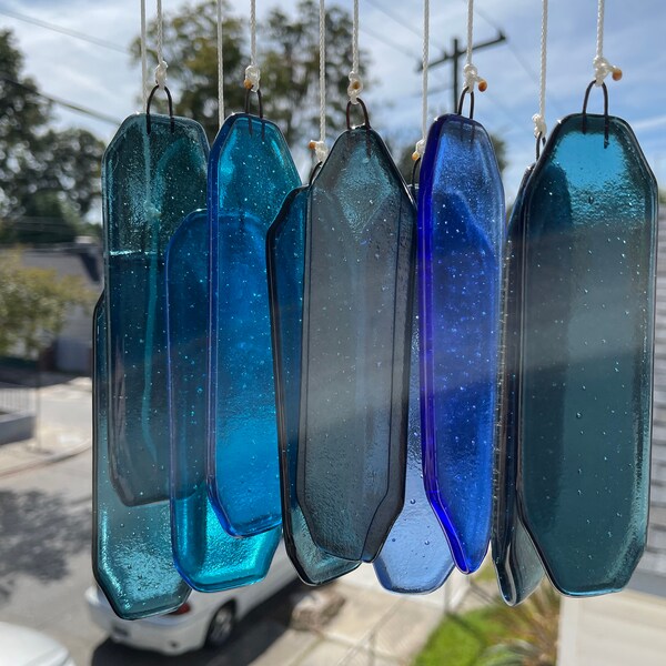 Blue Glass Wind Chime / Sun Cathcher