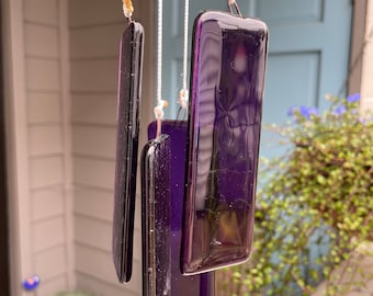 Purple Glass Wind Chime / Suncatcher - four chimes sq