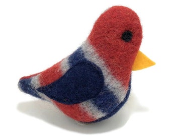 Birds of a Sweater Catnip Cat Toy - Red with Gray and Navy Stripes