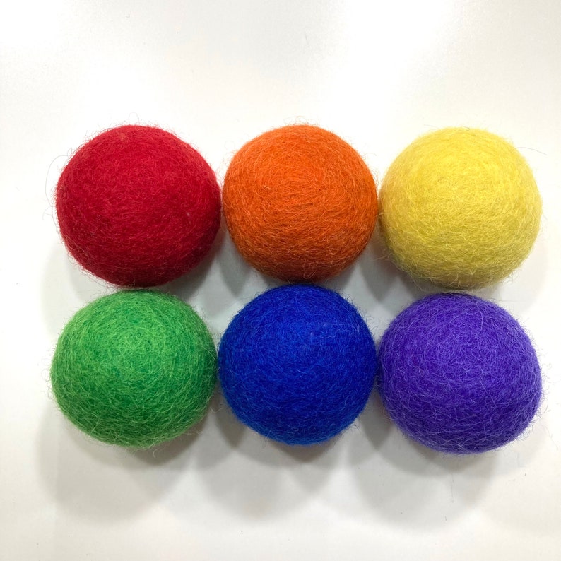 6 Pack Rainbow Wool Cat Ball Toys image 2