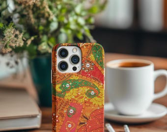 Otomi iPhone Hülle, mexikanische Blumen Volkskunst Handyhülle, Boho Design