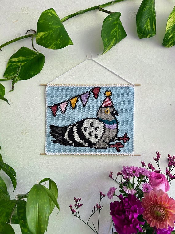 Party Pigeon Tapestry Crochet Pattern