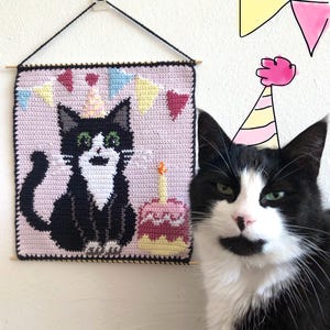 誕生日猫タペストリーかぎ針編みパターン
