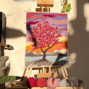桜の夕焼けタペストリーかぎ針編みパターン