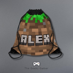 Personalized Gamer Drawstring Bag | Personalized Creeper Bag | Gamer Gift | Video Game | Kids Bag | Birthday Gift