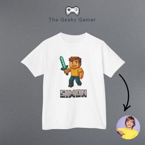 Custom Portrait And Name Gamer T Shirt | Personalized Pajama Shirt | Gamer Gift | Video Game | Kids T Shirt | Birthday Gift | Pajama | Tee