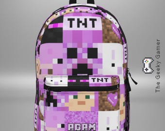 Mochila morada personalizada para gamer/mochila personalizada/regalo para gamer/accesorio de videojuego/geek/regalo de cumpleaños/regreso a clases