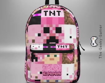 Mochila rosa personalizada para gamer/mochila personalizada/regalo para gamer/accesorio de videojuego/geek/regalo de cumpleaños/regreso a clases