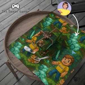 Custom Portrait And Name Wrapping Papers | Gamer Gift | Gifr For Gamer | Video Game | Geek | Gamer Kid | Wrapping Papers | Birthday Gift