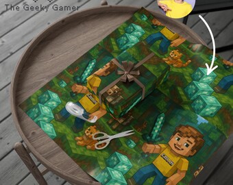 Papiers d'emballage personnalisés pour portrait et nom | Cadeau pour joueur | Cadeaux pour les joueurs | Jeu vidéo | Geek | Enfant joueur | Papiers d'emballage | Cadeau d'anniversaire