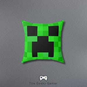 Gamer Square Pillow | Fun gift for adult kid | Gamer Gift | Video Game | Creeper Square Pillow | Birthday Gift for Gamer | Video Game Print
