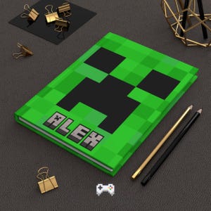 Personalized Gamer Hardcover Journal | Personalized Creeper Journal | Gamer Gift | Video Game | Kids Journal | Birthday Gift | Journaling