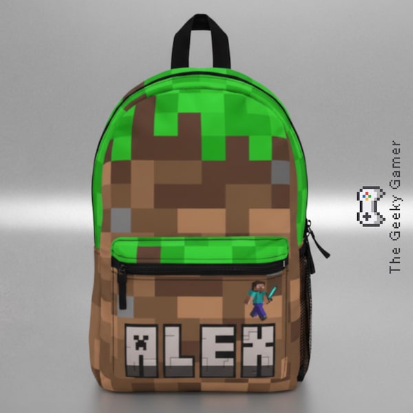 Personalized Gamer Backpack | Personalized Creeper Backpack | Gamer Gift | Gifr For Gamer | Video Game Accessory | Geek | Birthday Gift