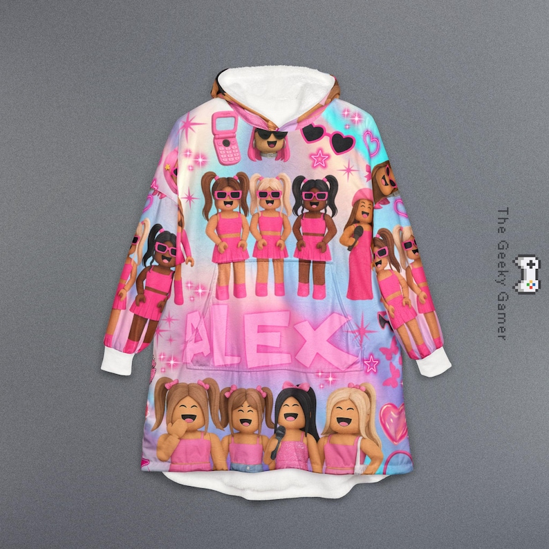 Personalized Gamer Girl Hooded Blanket image 2