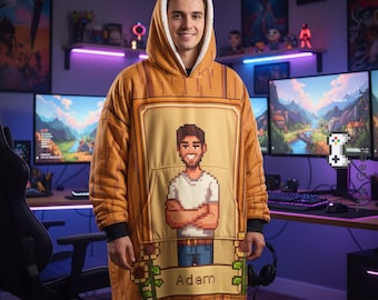 Custom Video Game Hooded Blanket, Personalized Hoodie Blanket