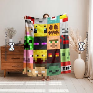 Gamer Soft Blanket | Fun gift for adult kid | Gamer Gift | Video Game | Creeper Blanket | Birthday Gift for Gamer