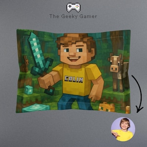 Custom Portrait And Name Pillowcase | Gamer Gift | Gifr For Gamer | Video Game Accessory | Geek | Birthday Gift | Gamer Kid | Pillow cover
