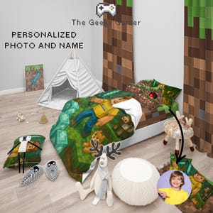 Custom Portrait And Name Gamer Duvet Cover | Fun gift for adult kid | Gamer Gift | Video Game | Duvet | Birthday Gift for Gamer | Video Game