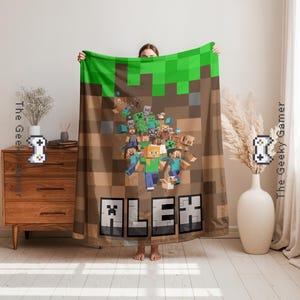 Personalized Gamer Soft Blanket | Fun gift for adult kid | Gamer Gift | Video Game | Personalized Creeper Blanket | Birthday Gift for Gamer