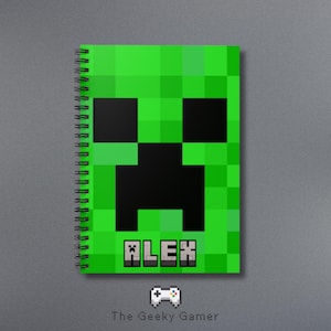 Personalized Gamer Notebook | Personalized Creeper Notebook | Gamer Gift | Video Game | Kids Journal | Birthday Gift | Journaling