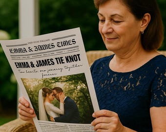 Personalized Wedding Newspaper Template • 6-Page Program • Canva Editable • Instant Download