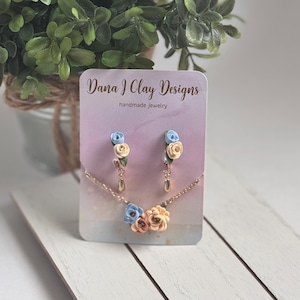 Clay Pendant Necklace and earring set