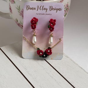 Clay Pendant Necklace and earring set