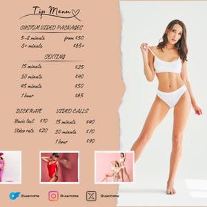 Editable OnlyFans Tip Menu Template – Fully Customizable in Canva for Easy Setup & Boosted Earnings! Instant Download!