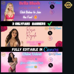 Customizable Adult Content Creator Banner Pack: Editable Templates for OnlyFans, Fansly & Social Media