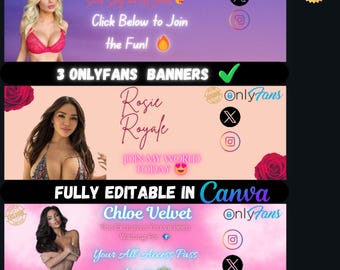 Aanpasbaar bannerpakket voor makers van content voor volwassenen: bewerkbare sjablonen voor alleen fans, fans en sociale media