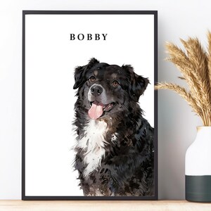Retrato de mascota en acuarela, regalo conmemorativo de mascotas personalizado creado digitalmente, recuerdo de arte para perros y gatos, regalo hecho a mano para amantes de las mascotas