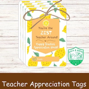 You're the ZEST Teacher! Gift Tag Print and Cut Digital Instant Download | Happy Teacher Appreciation Week!