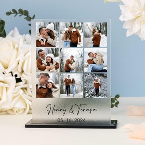 Placa de fotos personalizada, collage de fotos de pareja, placa de acrílico personalizada, regalo de cumpleaños para ella, regalo de aniversario, regalo para San Valentín, compromiso