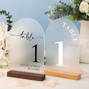 Wedding Table Number,Frosted Arch Acrylic Table Numbers,Wooden Table Numbers,Arched Table Numbers,Custom Arch Wedding Decor,Table Numbers