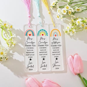 Personalized Acrylic Bookmark with Tassel,Teacher Appreciation Gift,Thank You Gift for Women,Book Lover Gift,Custom Teacher Name Bookmark