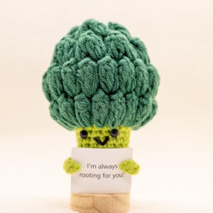 Crochet Broccoli Plush – Cute Motivational Gift – I&#39;m Rooting for You!