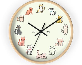 Cat Time Wall Clock: Whimsical Kittens, Kids Room Decor