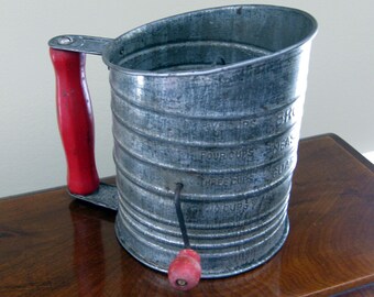 Antique Vintage Bromwell's Measuring Tin Flour Sifter