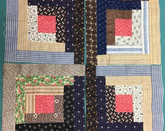 Antique 1850-75 Log Cabin Quilt Blocks Kentucky - 16 Blocks