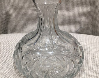 Rare Antique Victorian Hand Blown Press Cut Georgian Style Decanter Carafe 1910