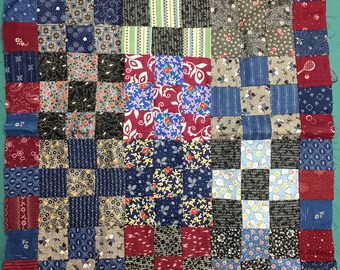 Antique Doll Size Quilt Top Unfinished 9-Patch 1880-1930